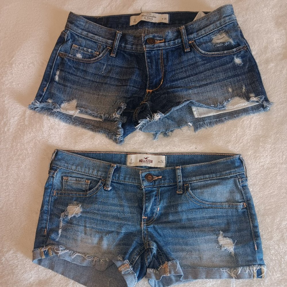 Lot of 2 Denim Short Shorts  Distressed  Size 0
